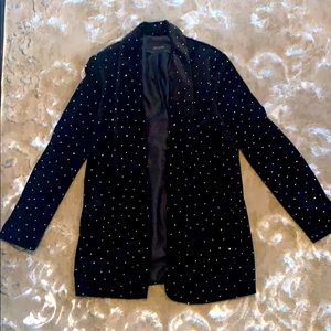 Zara Basic Black velvet blazer with rhinestones